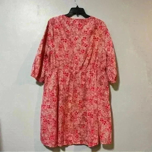 Terra & Sky Women's Plus Size 0X (14W) Button Front Pink Floral Dress Pockets - Picture 6 of 13